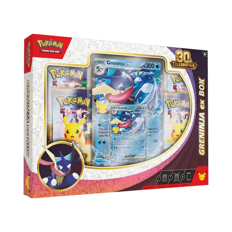 Pokémon TCG: 30th Celebration Greninja ex Box — full product on transparent background