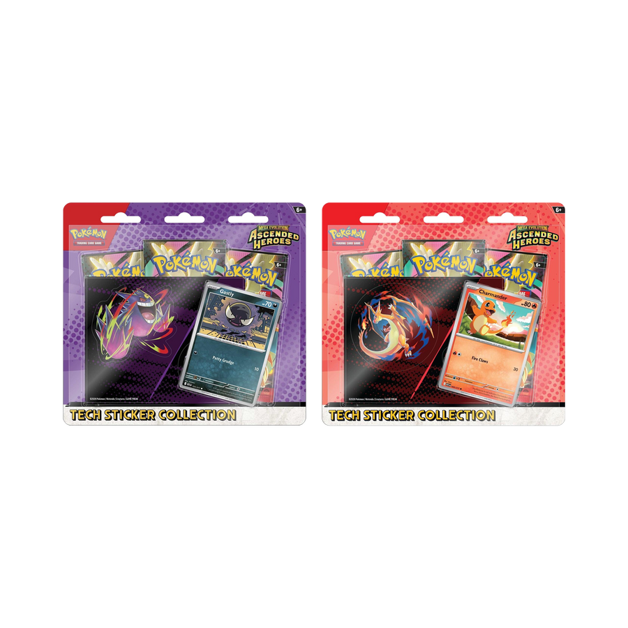 Pokémon TCG: Ascended Heroes Ghost & Fire Bundle — Gastly + Charmander Tech Sticker Collections