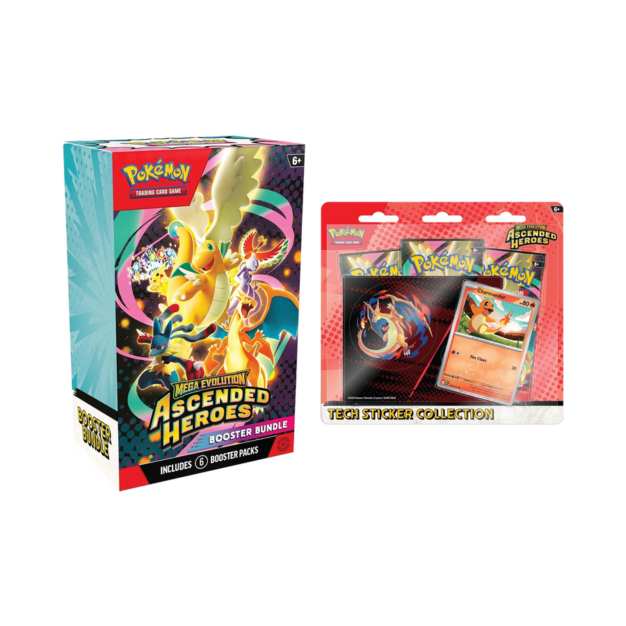 Pokémon TCG: Ascended Heroes Pack Party Bundle — Booster Bundle + Charmander Tech Sticker Collection